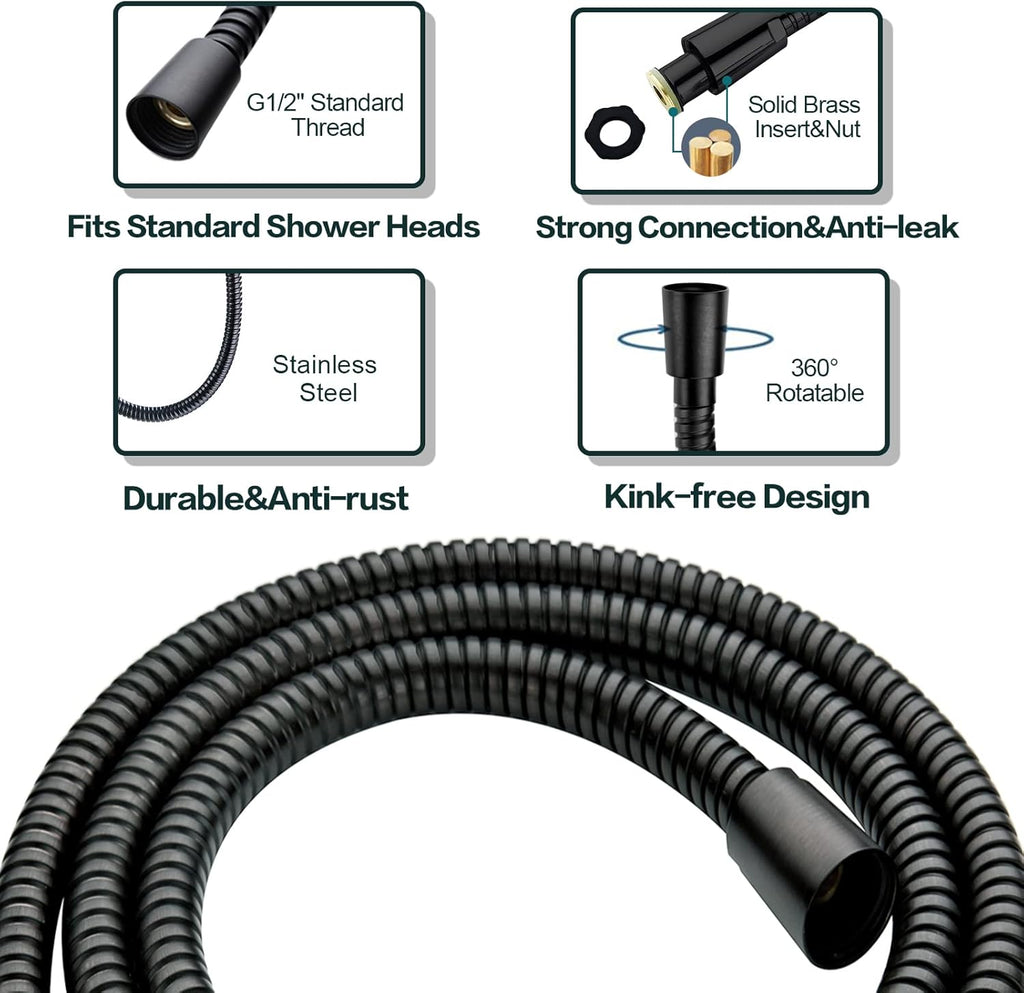High Pressure Shower Head with Handheld, Oil Rubbed Bronze Dual Showerhead Combo with Rainfall Spray