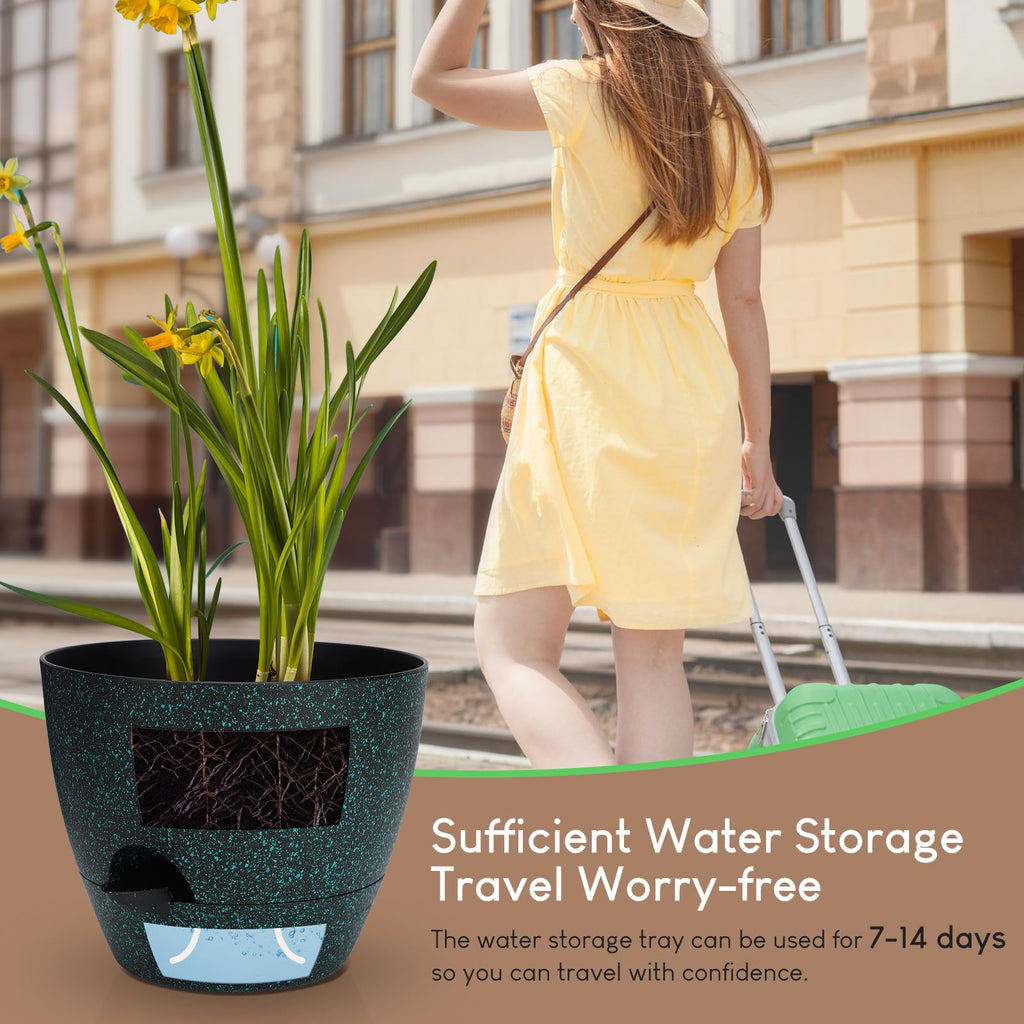 10/9/8/7.5/7 inch Self Watering Plant Pots for Indoor Plants