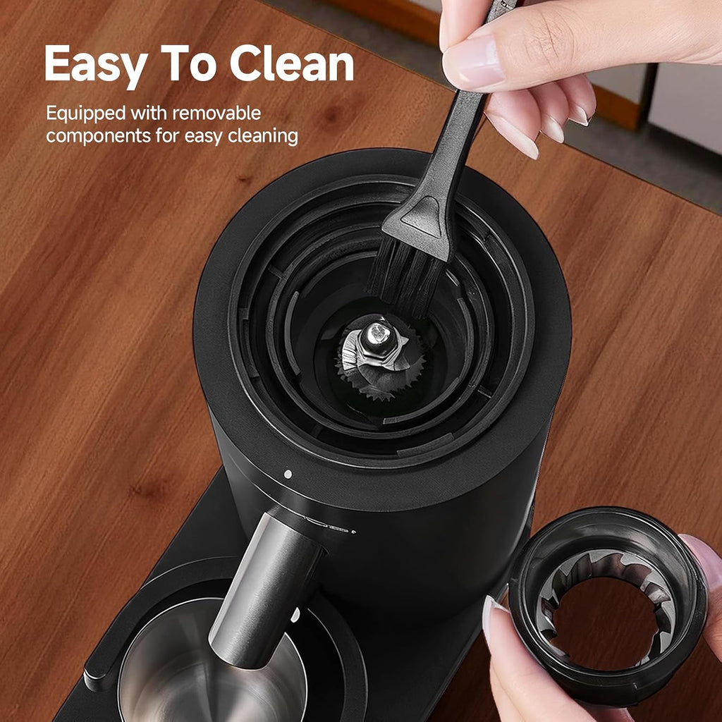 Cordless Burr Coffee Grinder, Rechargeable with 60 Grind Settings & Anti-Static, Digital Timer Touchscreen, Portable