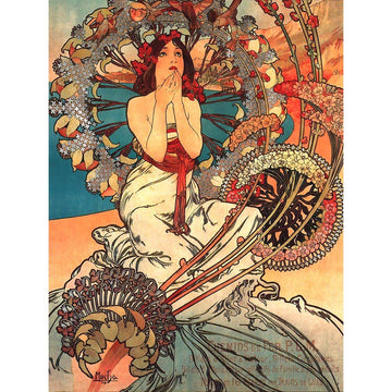 Painting Mucha Nouveau Woman Spring Floral Unframed Wall Art Print Poster Home Decor Premium