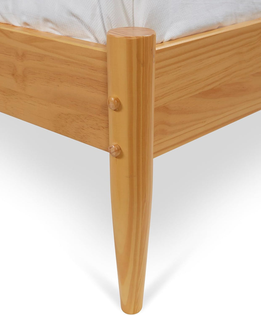 Mid Century Solid Wood Platform Bed Queen Size ‐ Scandinavian Oak Finish