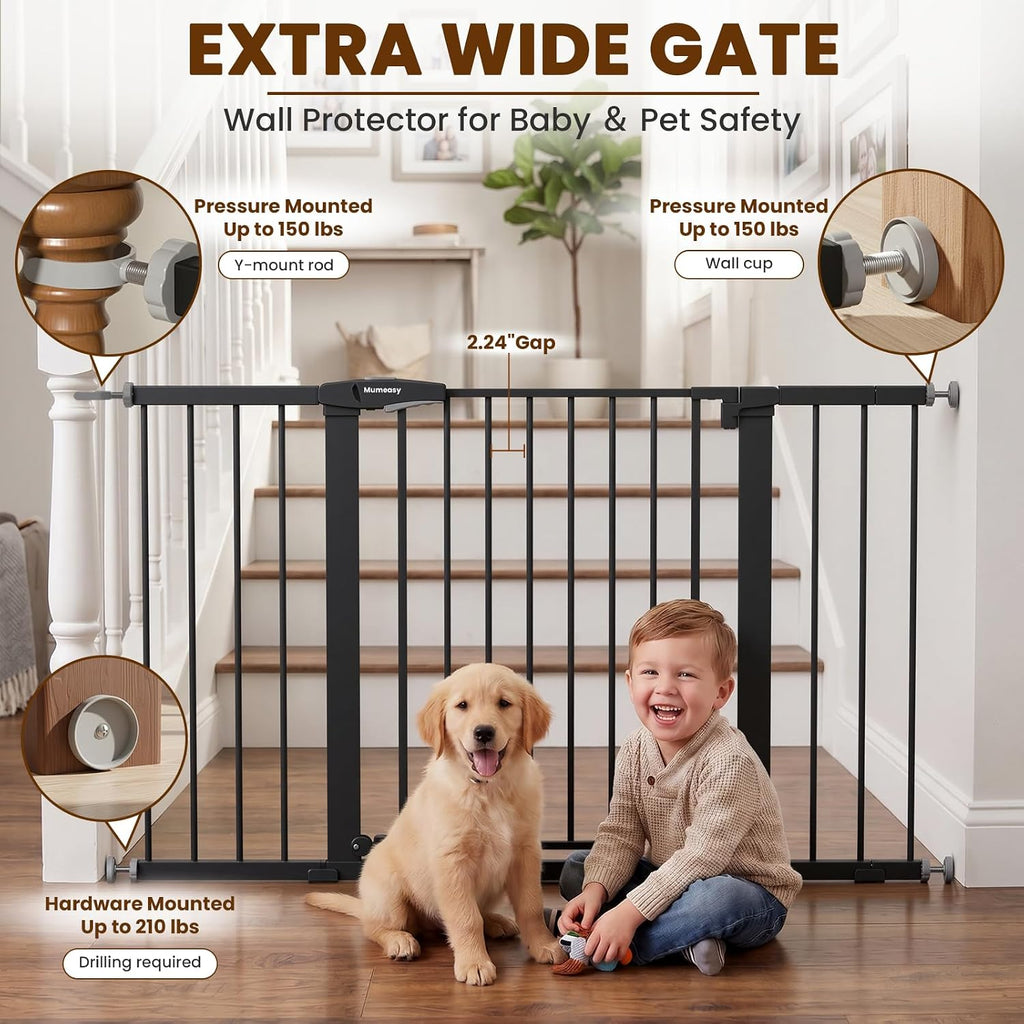 29.7-51" Extra Wide Baby & Dog Safety Gate for Stairs & Doorways