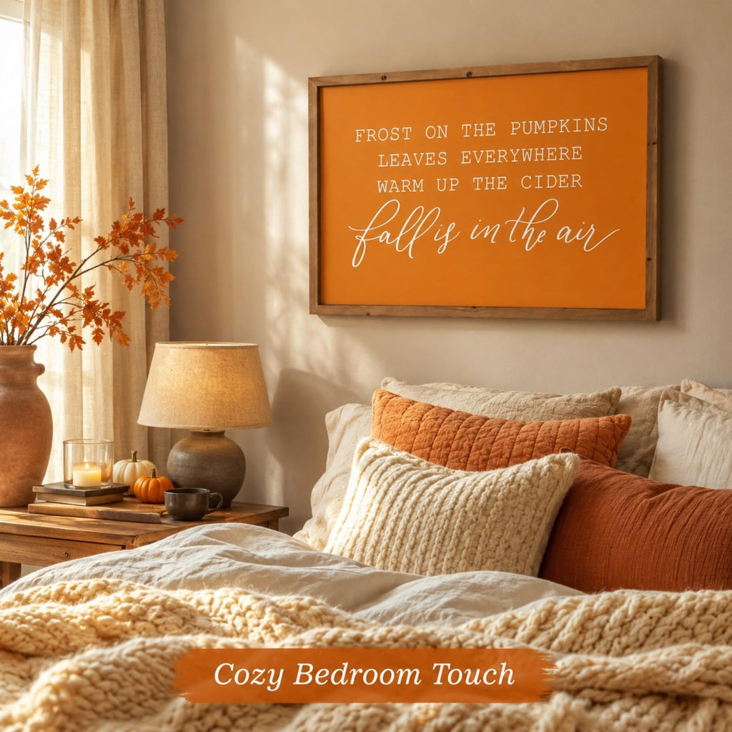 23.6"×15.7" Fall Wall Art Framed, Large Autumn Sign Home Decor