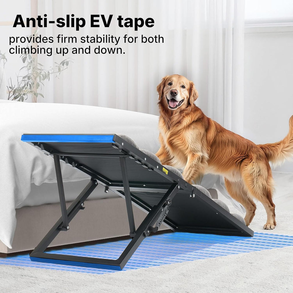 Foldable Dog Ramp for Bed Couch Large Dogs, Adjustable 17-23'' High