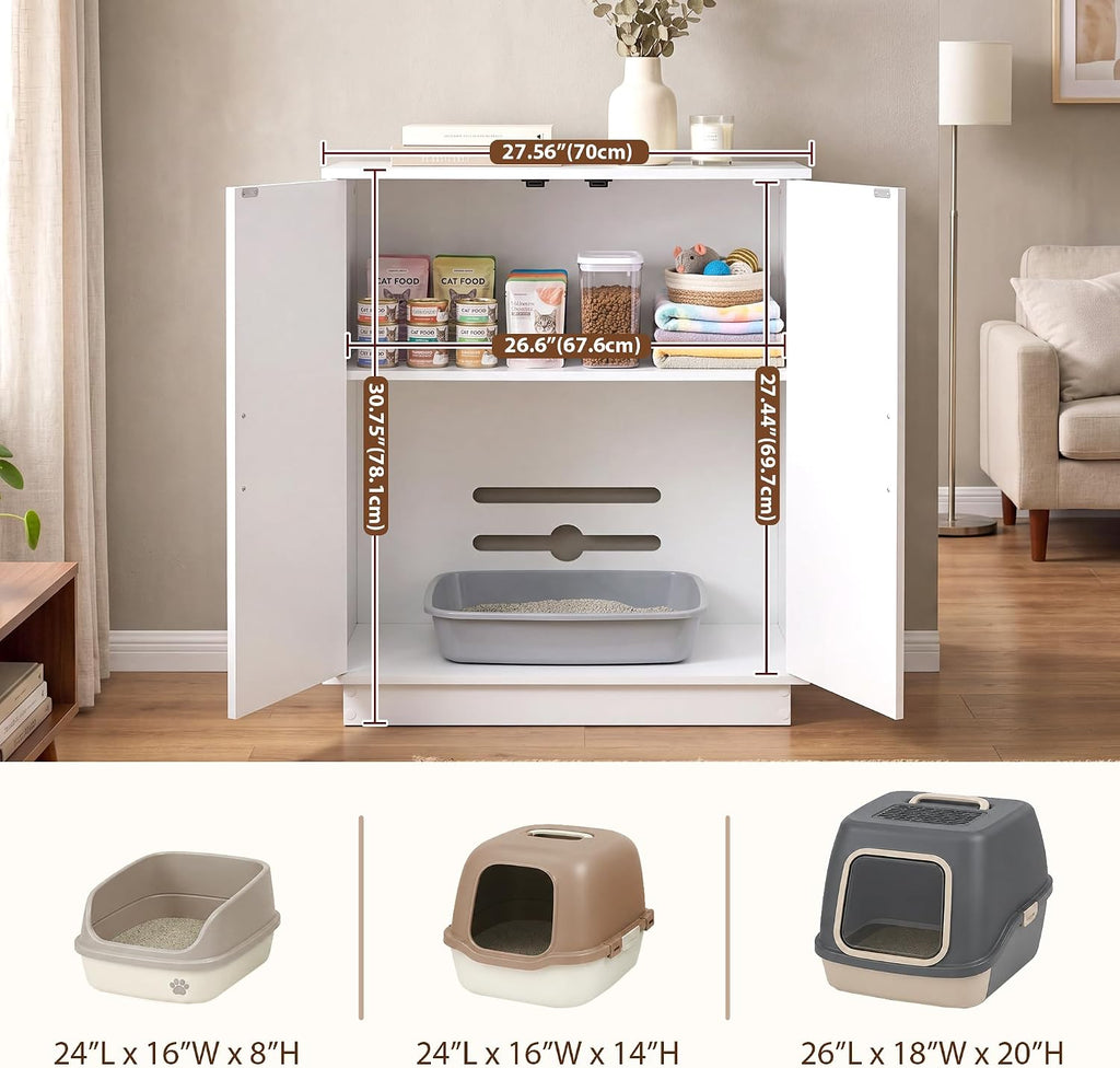 30.9'' Litter Box Enclosure Furniture- Hidden Storage