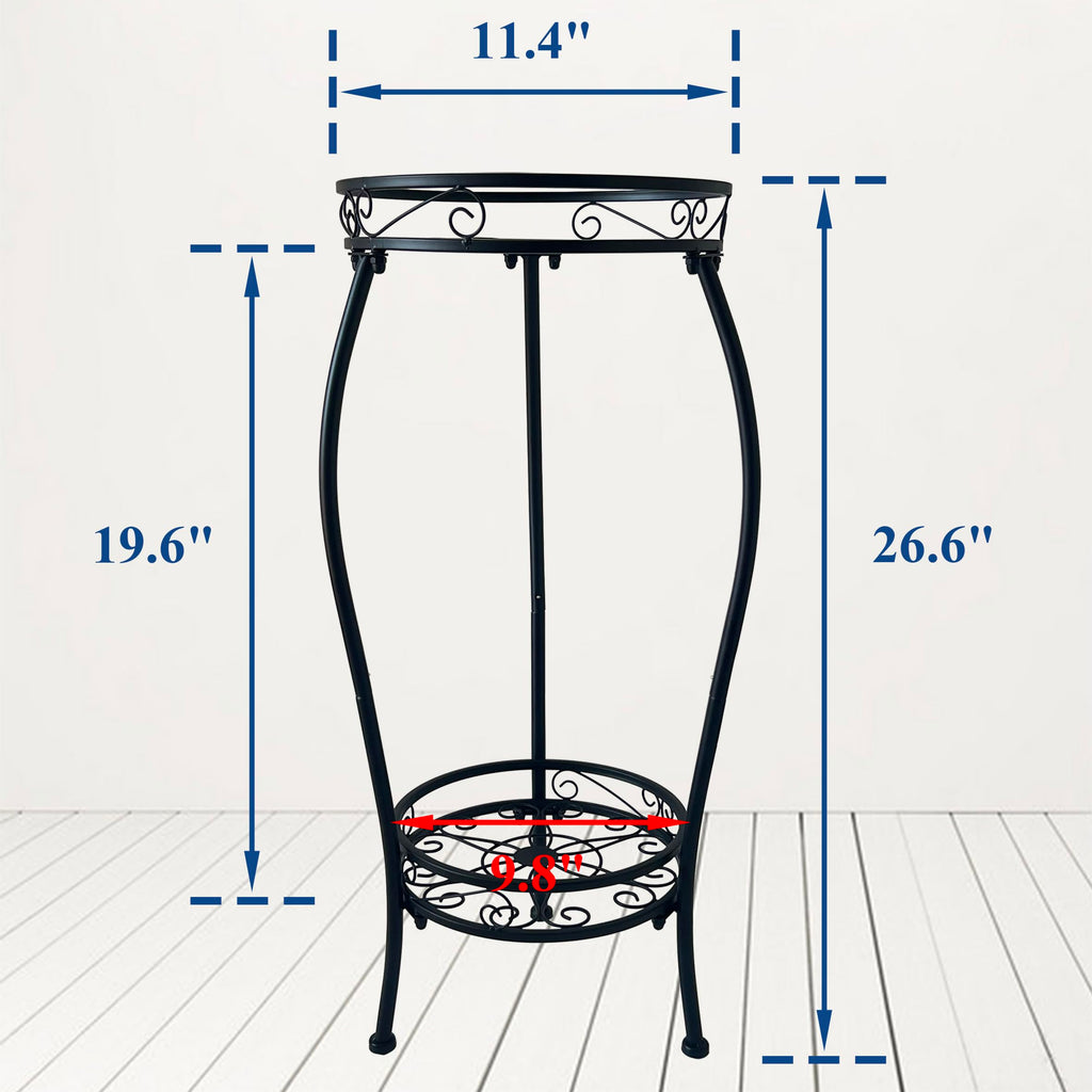 2Pack Plant Stand Indoor Outdoor, 2 Tier 26.6" Tall Metal Potted Holder Rack Multiple Flower Pot Stand Heavy Duty
