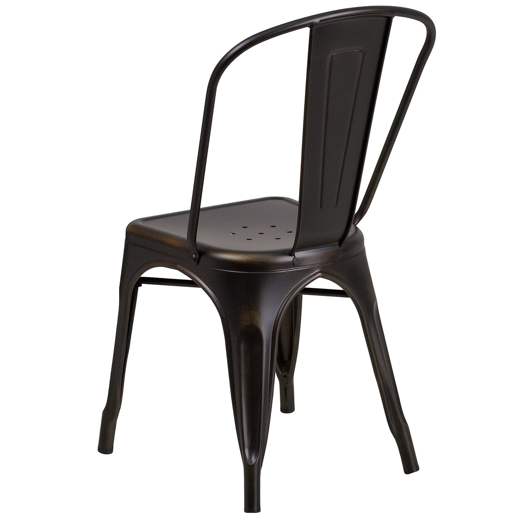 Distressed Copper Metal Indoor/Outdoor Stackable Chair