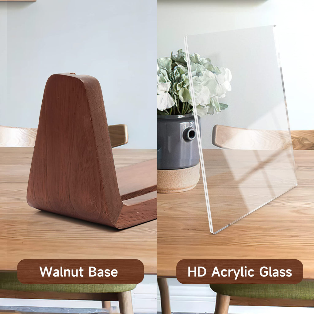 5x7 picture frames, Solid Rustic Wooden Photo Frames with Walnut Wood Base and High Definition Acrylic Glass Covers