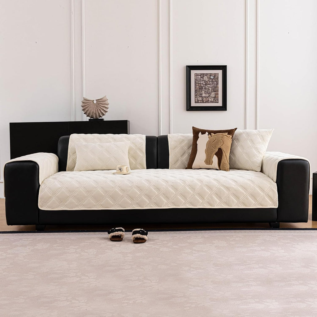 Couch Cover, Non-Slip Sofa Covers Washable for Dogs, Diamond-Shaped Sofa Slipcovers, Velvet Slipcovers for Couches