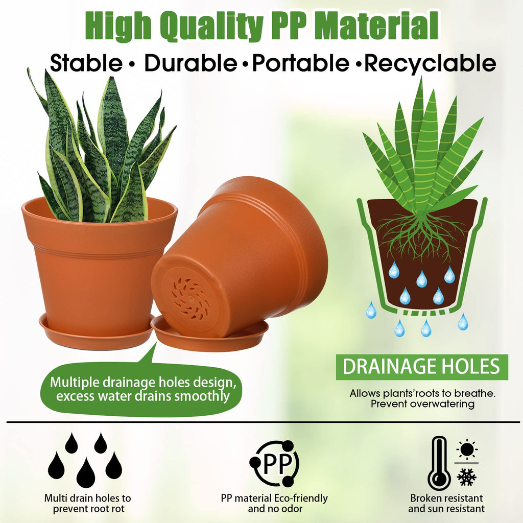 Terracotta 54 Pack 4 Inch Plant Pots Bulk Plastic with Drainage