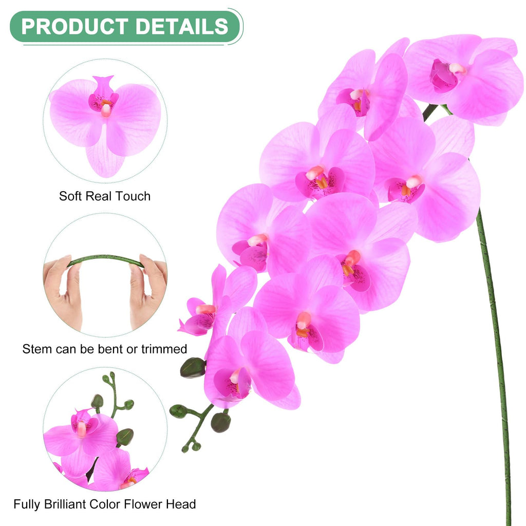 Artificial Orchid Flowers 9 Large 37" 6Pcs Lilac