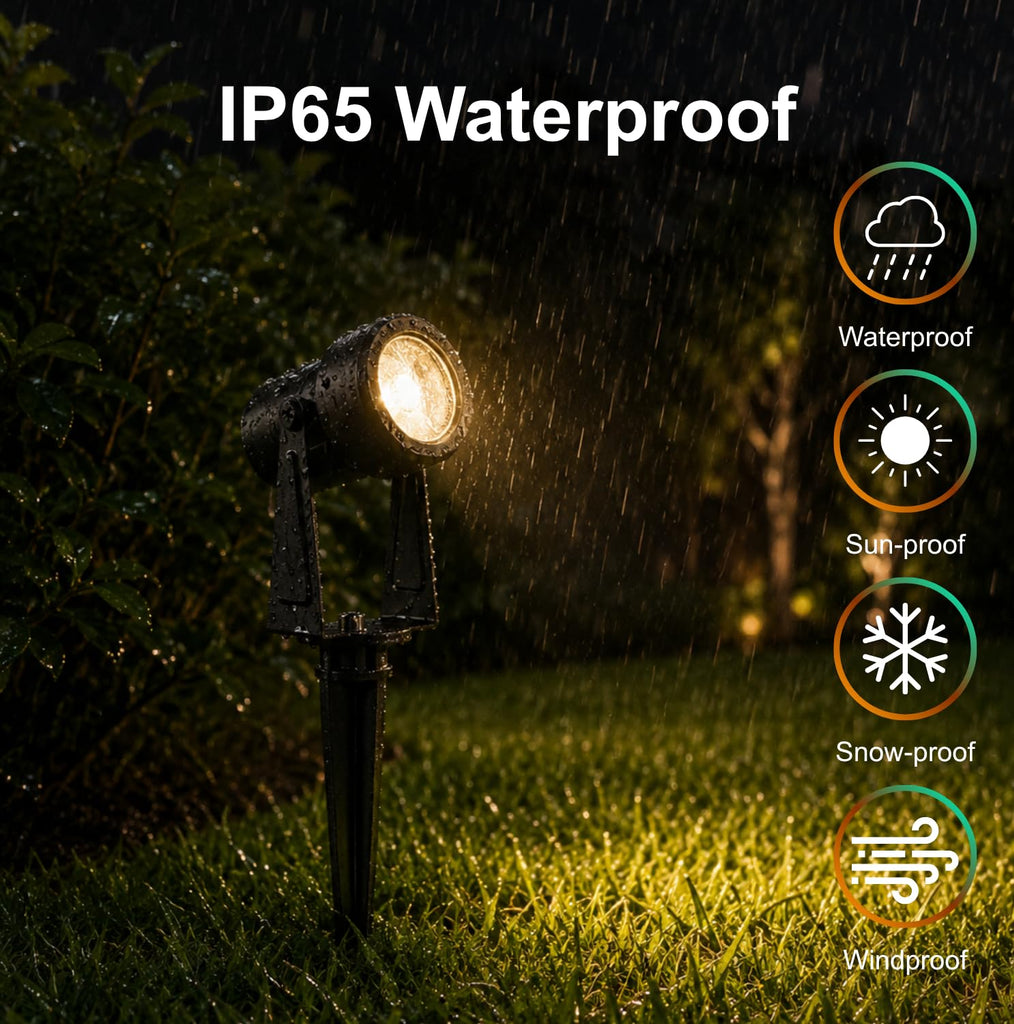 Solar Landscape Spotlights, Long Cable (9.8+7×6.5ft), Remote Control, Timer, Dimmable, Flashing, Auto On Off, 6000mAh