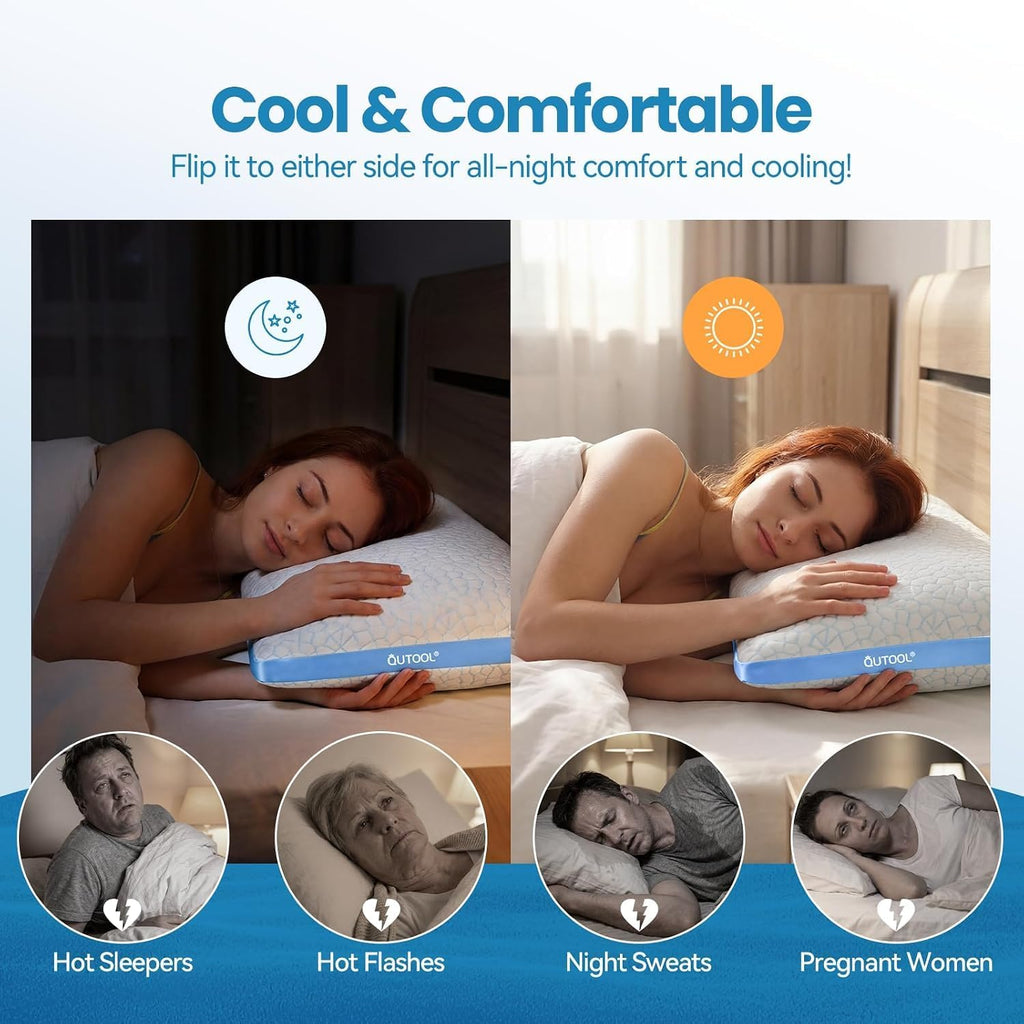 Enhanced Cooling Pillow for Hot Sleepers,Shredded Memory Foam Pillow King Size Set of 2,Adjustable Gel Bed Pillow for