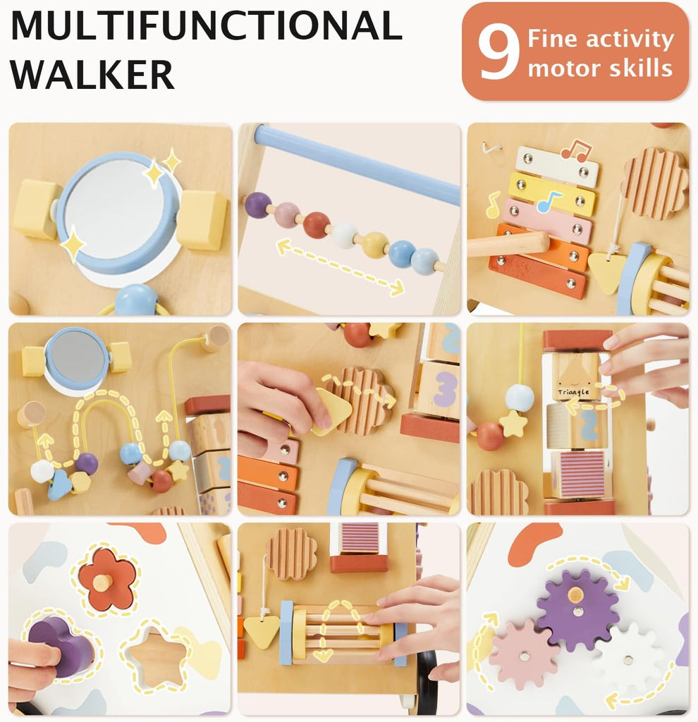 Wooden Baby Walker, Baby Push Walker, Montessori Walker Toy for Babies 12M+