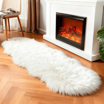 Faux Fur Rug Sheepskin Shag Fluffy Fuzzy White 2x6 ft Runner Rugs