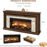 QUW 70" Fireplace TV Stand Up to 80" TVs, 42" Modern Electric Fireplace with Mantel