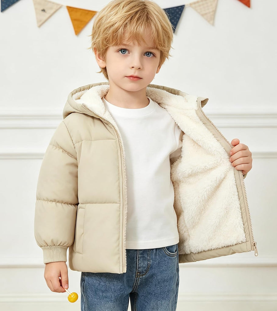 Baby Hooded Puffer Jacket,Fleece Lined Winter Coat