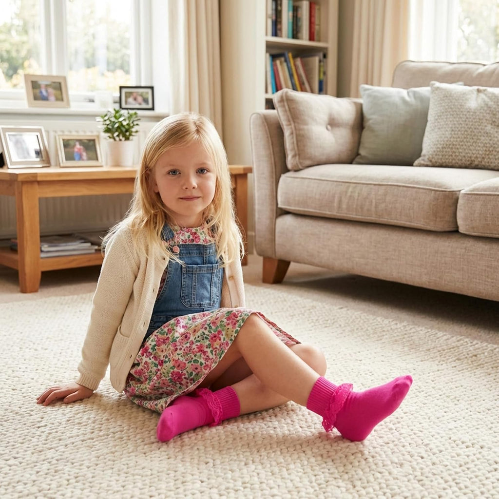 Toddler White Lace Frilly Church Dress Socks