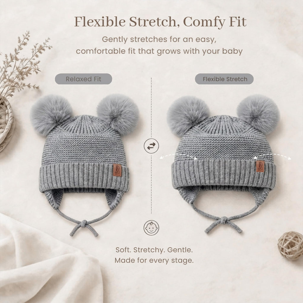 2 Pack Baby Beanie Hat with Ear Flaps, Newborn Winter Hat