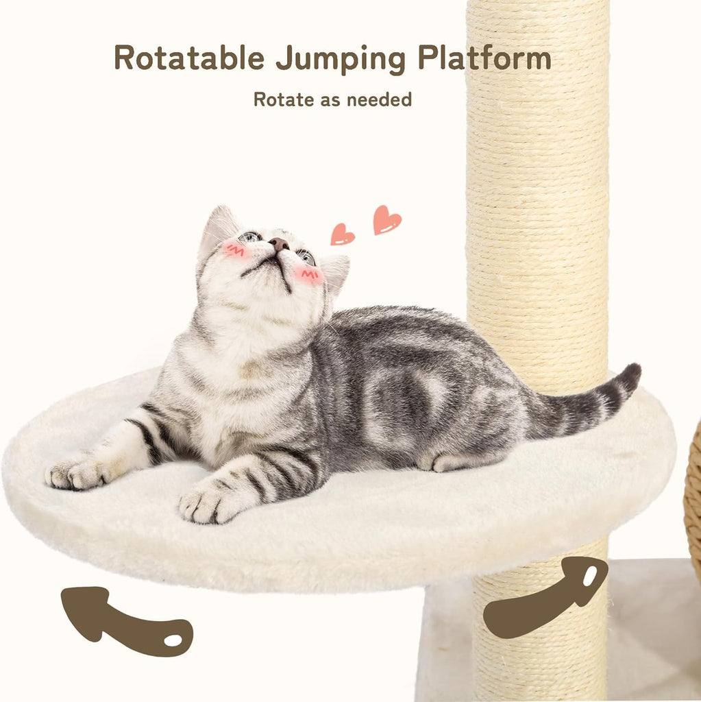 39 Inch Modern Cat Tree Solid Wood Cat Tower for Large Cats