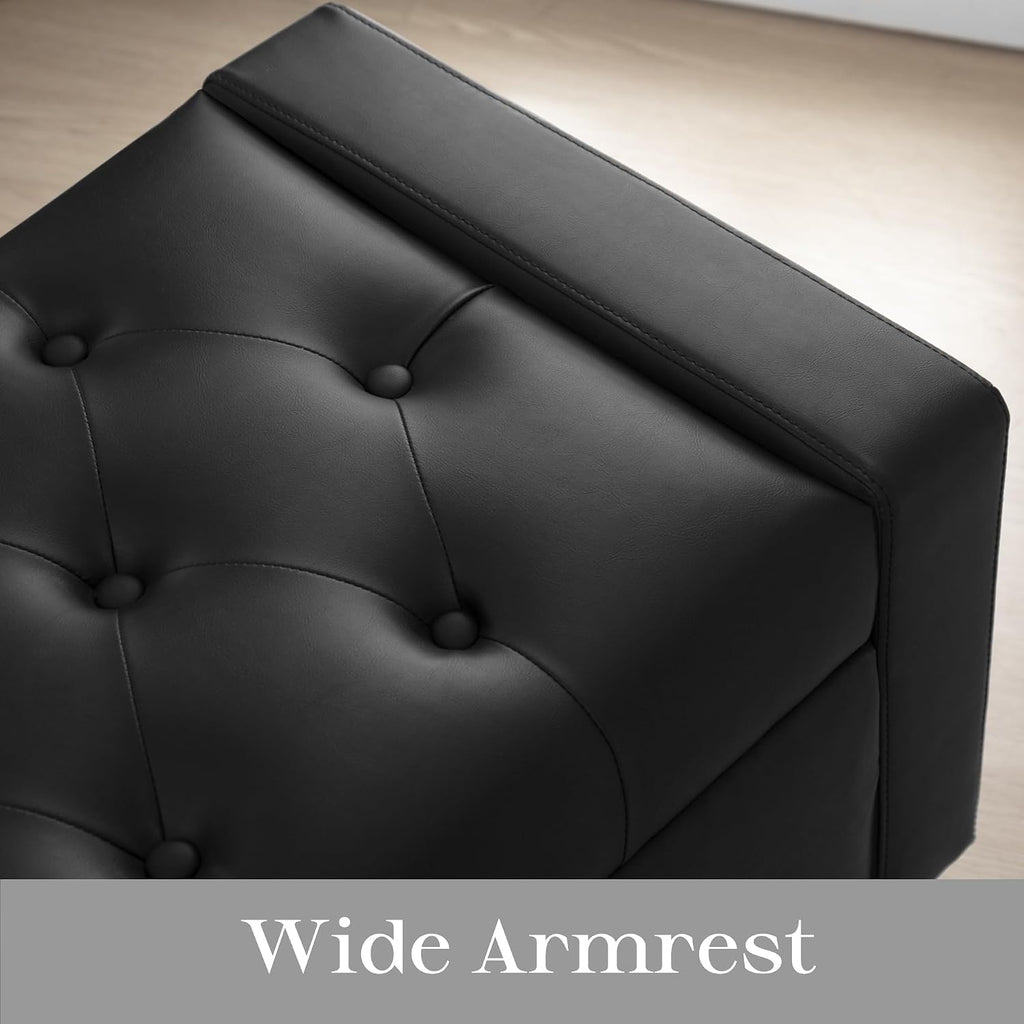 Ottoman with Storage, PU Leather Storage Ottoman Bench | Storage Bench with Safety Hinge,Bedroom Benches with Seating