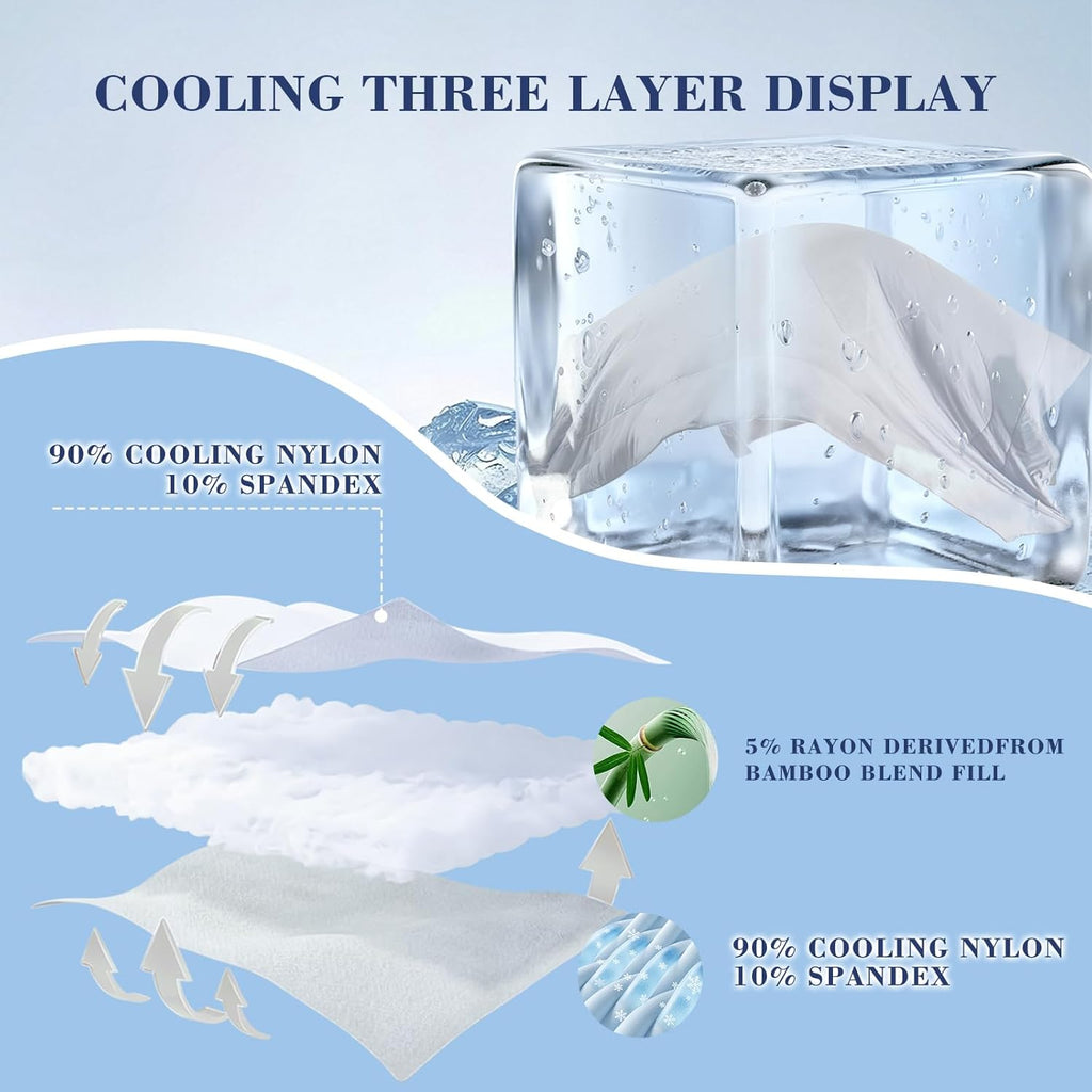 Cooling Comforter Queen Size, Double Sided Cold 90% Nylon Fabric Fabric Cooling Blanket for Hot Sleepers, Q-Max>0.5