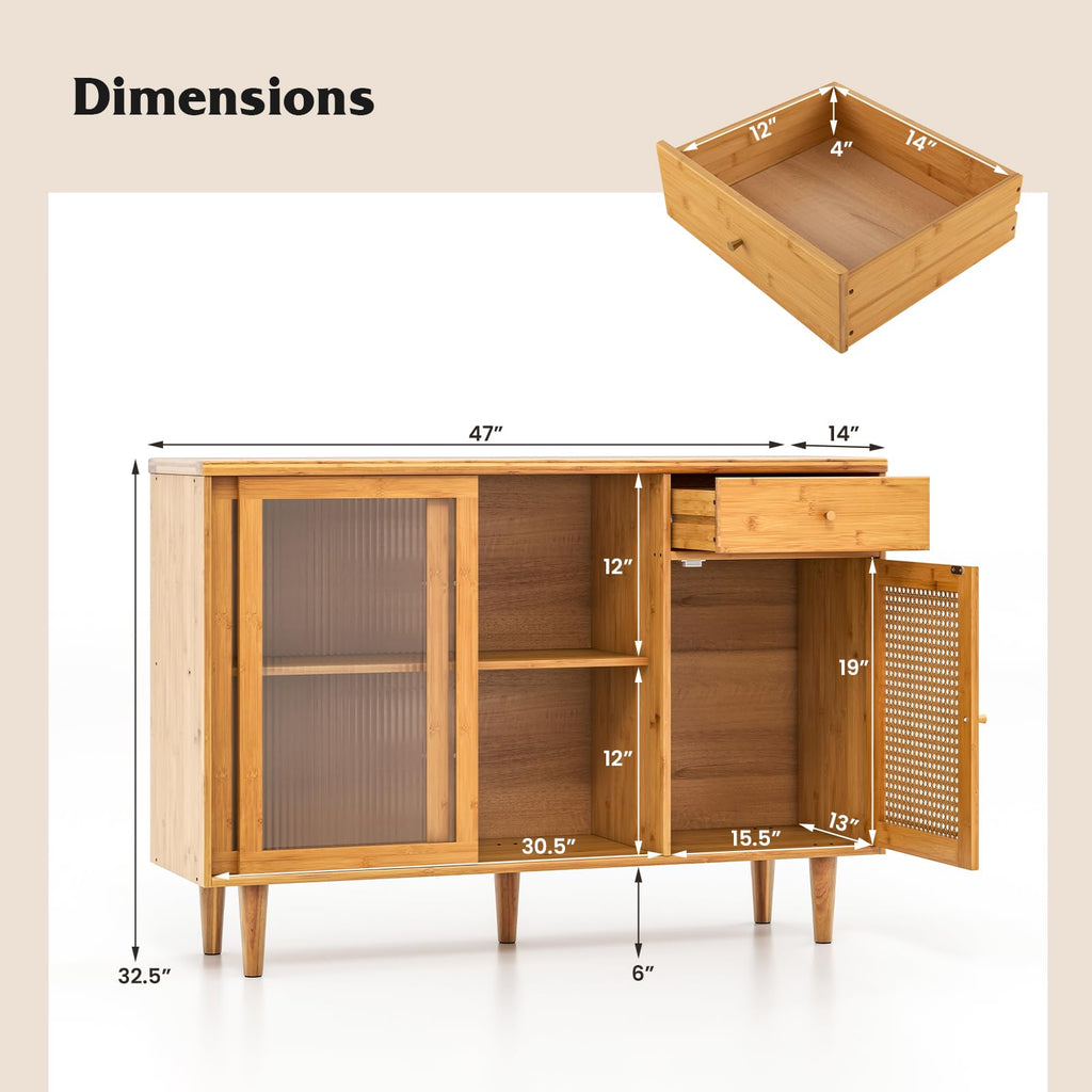 Modern Buffet Cabinet, Boho Coffee Bar Cabinet