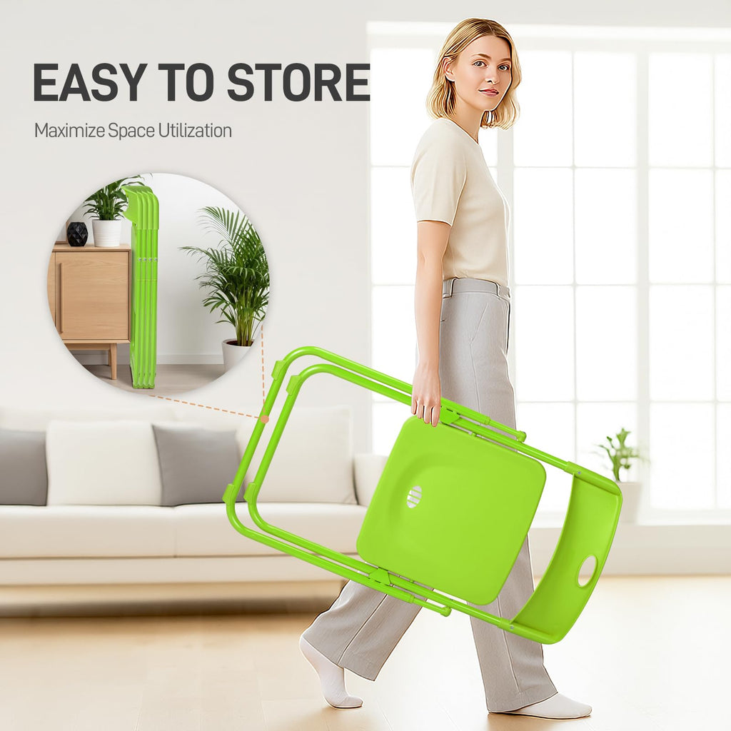 10 PCS Plastic Folding Chair, Lightweight Foldable Chair, Green
