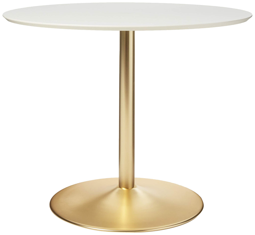 Inspired Saarinen Style Pisa 35" Round Dining Table, Seats 2-4, Compact Retro Design Kitchen Table for Small Spaces with Modern Chrome Plated