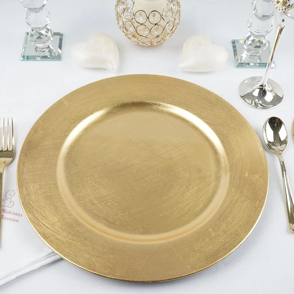 13-Inch Gold Metallic Charger Plates Set of 12 Dinner Chargers (12-Pack)