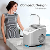 Countertop Ice Maker Machine, 8 Ice Cubes in 6 mins, 26lb/Day Bullet Ice with 2 Sizes- Portable Mini, Energy Saving &
