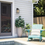 14" Outdoor Wall Light Fixtures Waterproofed Exterior Lantern W/Sturdy Rectangular Double Cage In Satin Black&Clear