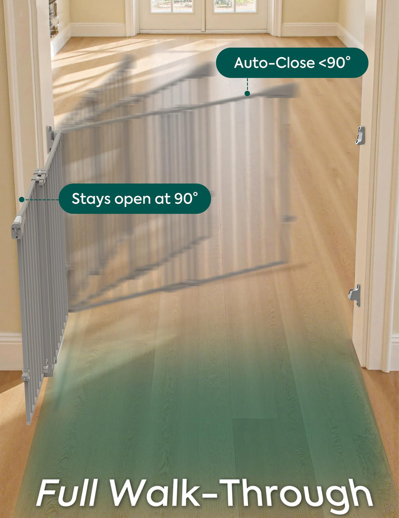 31.5-55" Extra Wide No Bottom Bar Baby Gate, 28" H, Grey