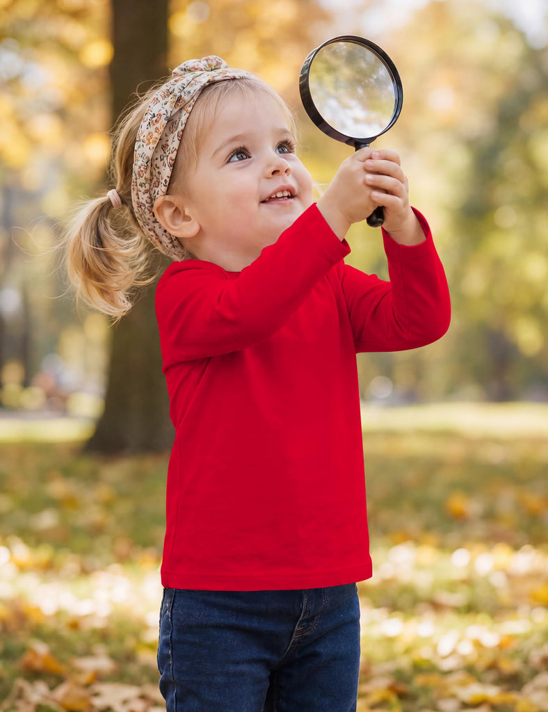 Toddler Girl Long Sleeve Shirt Cotton Solid Color Tshirt Basic Tops