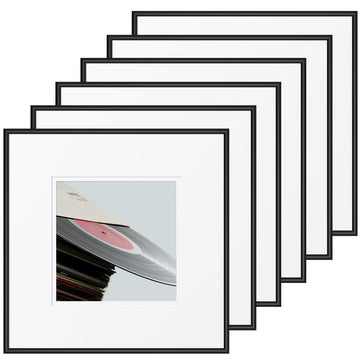 Vinyl Record Frame, 12.5 x 12.5 in, for Double LP, Black, 6 Pack
