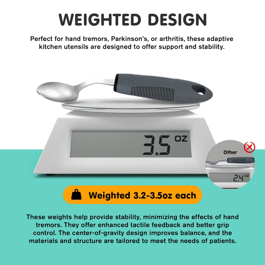 3.5oz 4PcsWeighted Adaptive Utensils, Angled Parkinsons Utensils