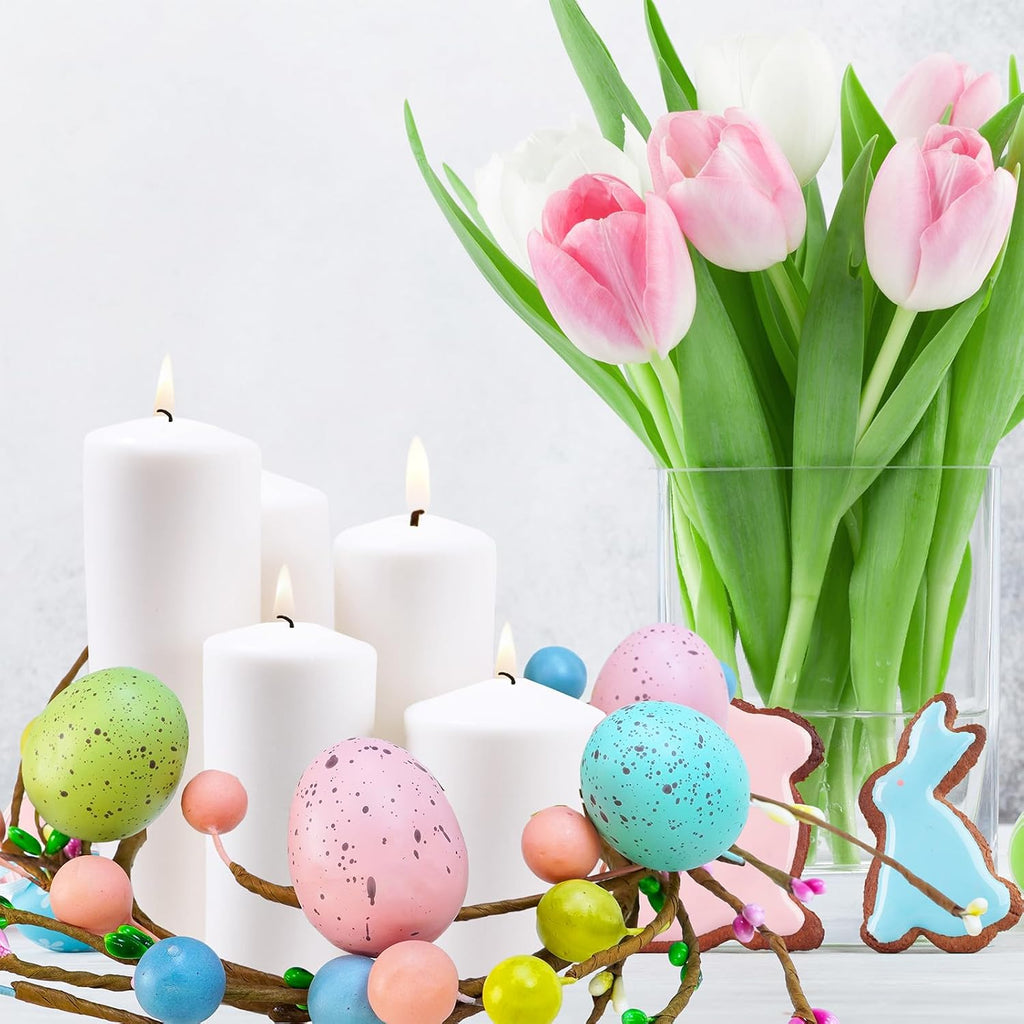 Easter Egg Candle Rings Wreaths Spring Egg and Pip Berry Candle Rings Artificial Easter Egg Candle Holder Mini - Set of 4