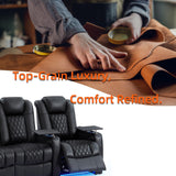 Leather Home Theater Seating, Classic Series Game Seats Movie Theater Chairs Recliner Sofa with Type-C USB Charger
