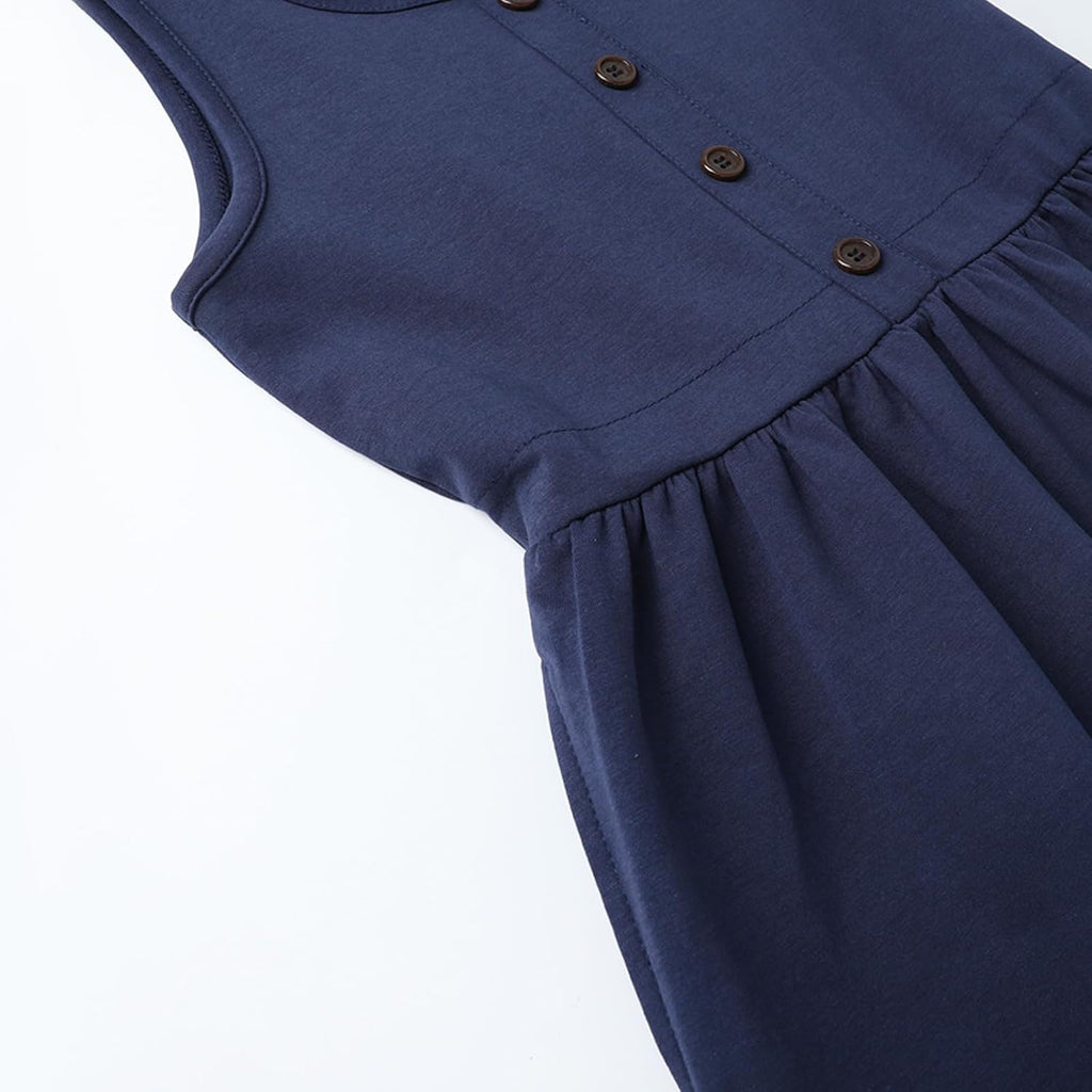 Girls School Uniform Jumper Dress Pockets Stretch Cotton Blend