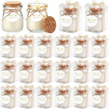 Sets Wedding Candle for Guest Beige Glass Jars Bridal Shower Favor - Set of 20