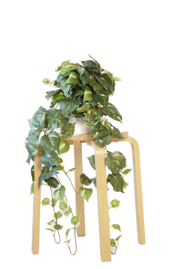 32" Fake Plant, Silk Faux Pothos Ivy Plant (Variegated)