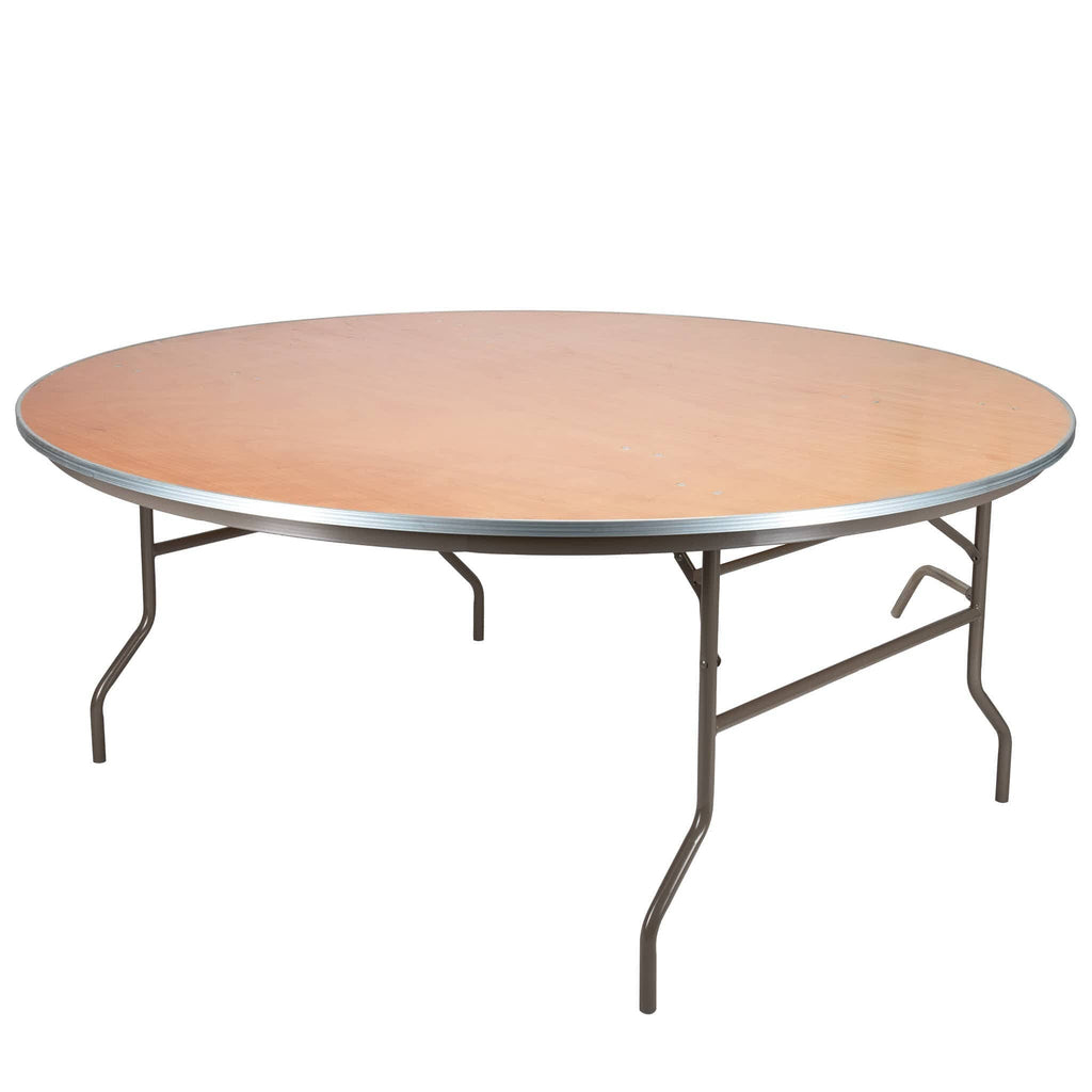 Round Heavy Duty Metal Edge Plywood Folding Banquet Table with Steel-Core