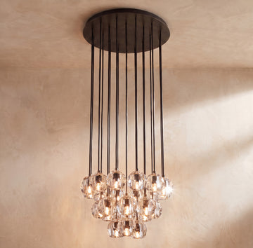 Inspired Boule de Cristal Style 24 Inch Crystal Sphere Cluster Chandelier Bronze - Main Product View