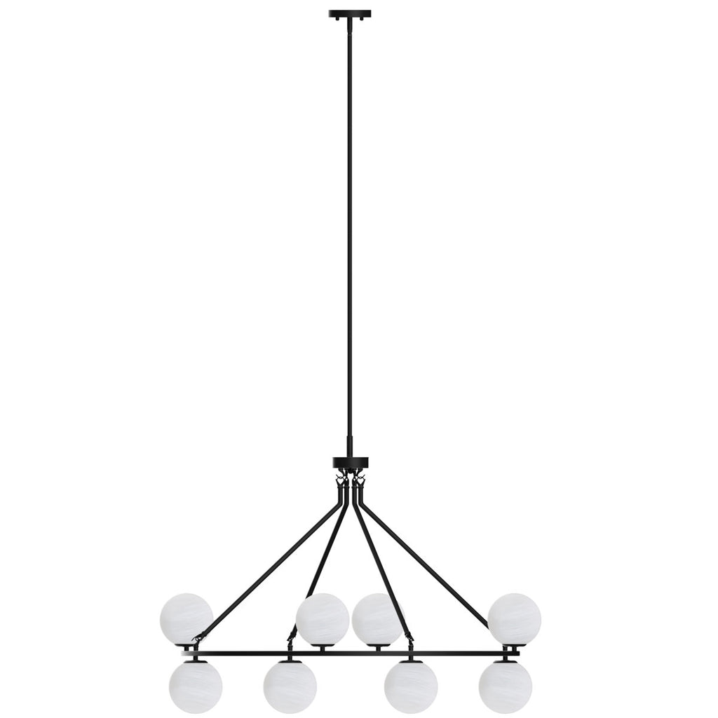 8-light 42"W Metal And Moon Glass Wagon Wheel Shaded Chandelier For Living Room/Bedroom