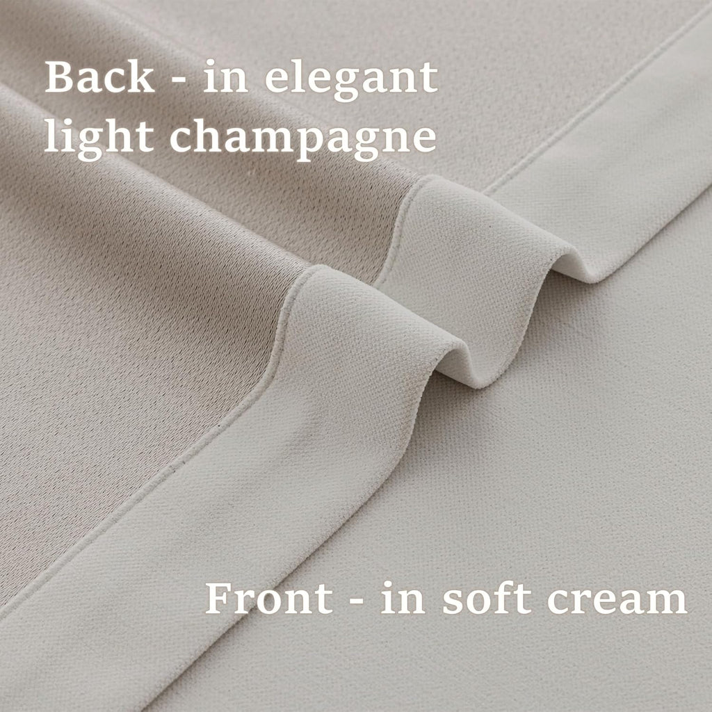 Room Darkening Velvet Curtain Pair, Pinch Pleat Memory Trained Drapes,Dense Smooth and Velvety (Soft Cream, 50" w x