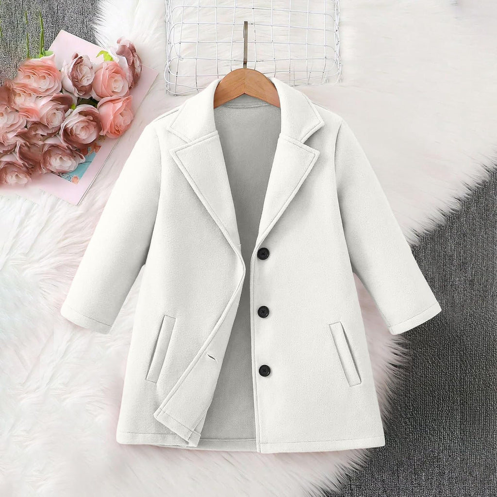 Wool Blend Coat Single Breasted Lapel Mid Length Outerwear