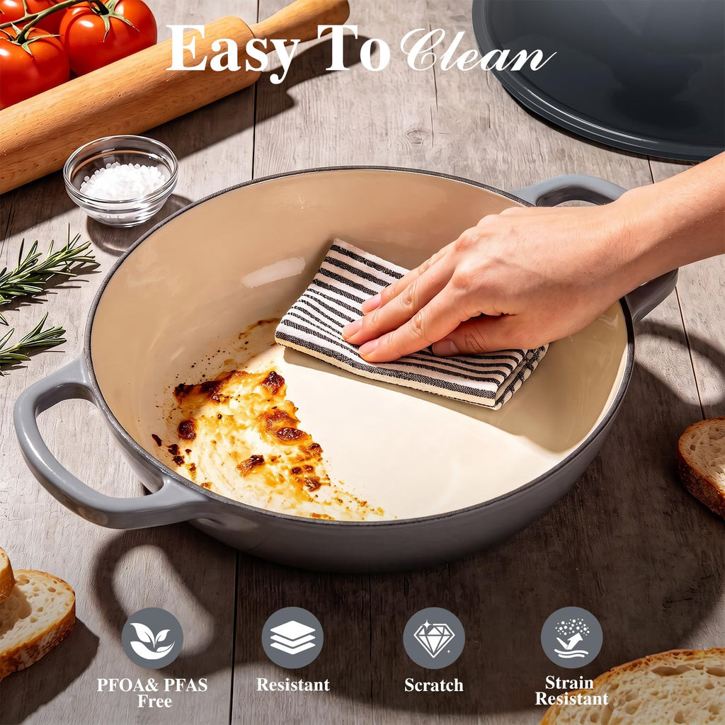 6QT Enameled Cast Iron Dutch Oven for Bread Baking
