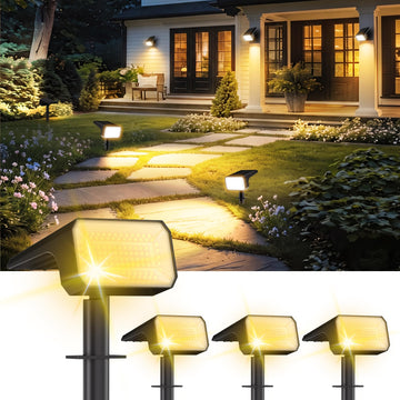 4 Pack Solar Spot Lights Outdoor Waterproof IP67, [108 LEDs, 4 Modes] Dusk to Dawn Spotlights with 1500mAh Battery