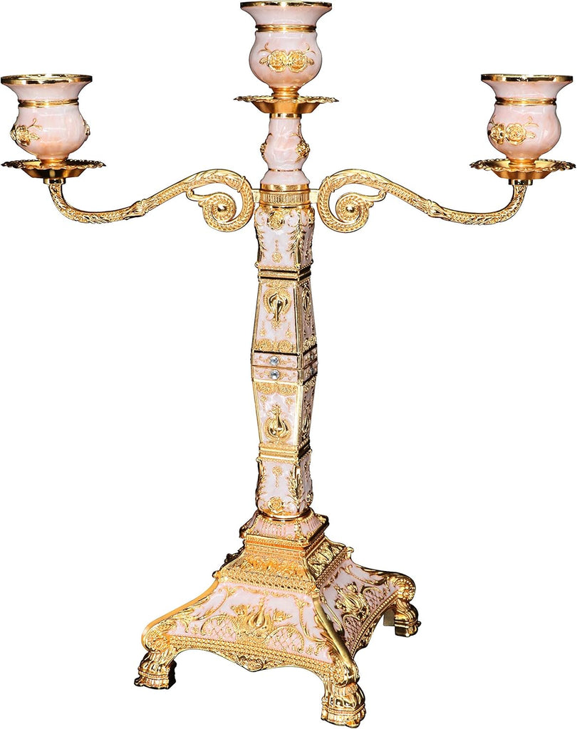 Metal Candelabra 17" Height, Candle Holder with 5 Arms,Antique Bronze Furnish Candle Holder, Centerpiece,Wedding