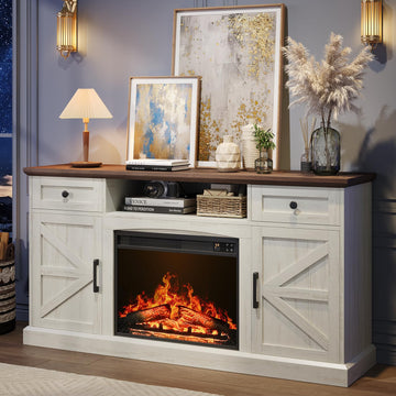 Farmhouse Fireplace TV Stand, TV Table with 23" Electric Fireplace